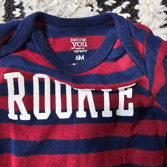 Carter's Baby Boy 2 piece Long Sleeve Striped Rookie Set 6 Months - Picture 3 of 7